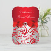 Red Floral & Bow Vrijgezellenfeest Silver Kaart (Staand voorkant)