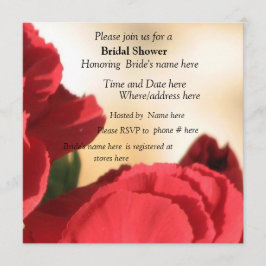 Red Floral Bridal Shower Kaart