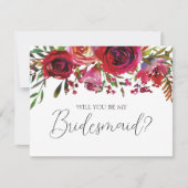 Red Floral Bridesmaid-voorstel — Detail-kaart Kaart (Voorkant)