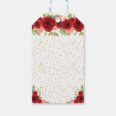 Red Floral Brown Hair Princess Sweet Sixteen Cadeaulabel (Achterkant)