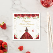 Red Floral Brunette Hair Princess Sweet Sixteen Servet (Insitu)