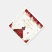 Red Floral Brunette Hair Princess Sweet Sixteen Servet (Hoek)