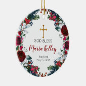 Red Floral Burgundy Persoonlijk meisje Baptisme Keramisch Ornament (Rechts)