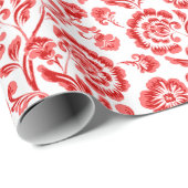 Red Floral Cadeaupapier (Rol Hoek)