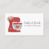 Red Floral Cake Mixer Bakery Business Card Visitekaartje (Voorkant)
