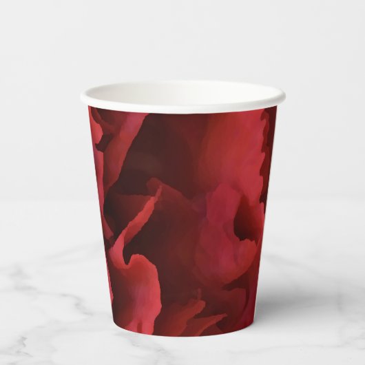 Red Floral Carnance Weddenschap Paper Cups Papieren Bekers (Achterkant)