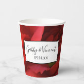 Red Floral Carnance Weddenschap Paper Cups Papieren Bekers (Voorkant)