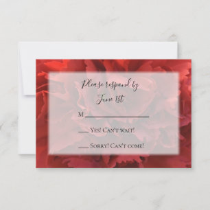 Red Floral Carnance Wedding RSVP Response Kaart
