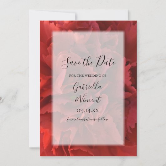 Red Floral Carnance Wedding Save the Date (Voorkant)