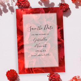 Red Floral Carnance Wedding Save the Date