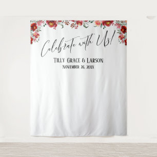 Red Floral Celebrate met ons! Fotoachtergrond Wandkleed