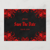 Red Floral Chalkboard Save The Date Aankondigingen (Voorkant)