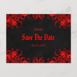 Red Floral Chalkboard Save The Date Aankondigingen
