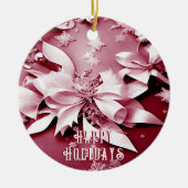 Red Floral Christmas Holiday Ornament (Voorkant)