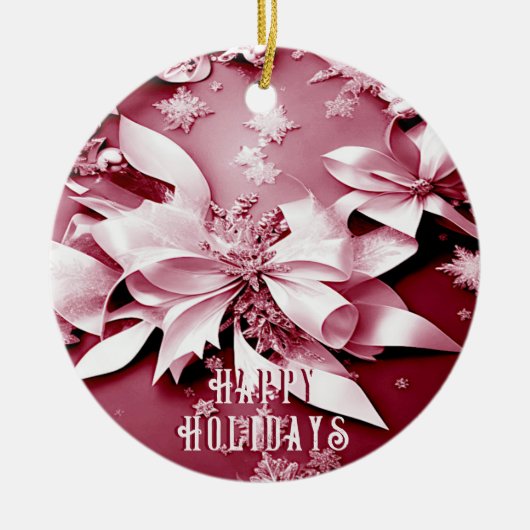 Red Floral Christmas Holiday Ornament (Voorkant)