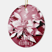 Red Floral Christmas Holiday Ornament (Links)