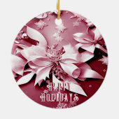 Red Floral Christmas Holiday Ornament (Achterkant)
