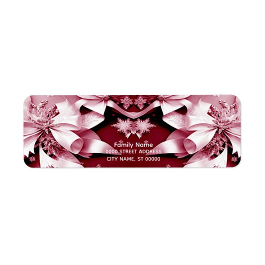 Red Floral Christmas Holiday retouradres Etiket (Voorkant)