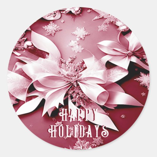 Red Floral Christmas Holiday Sticker (Voorkant)
