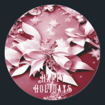 Red Floral Christmas Holiday Sticker<br><div class="desc">Prachtige rode bloemige kerstvakantie Sticker</div>