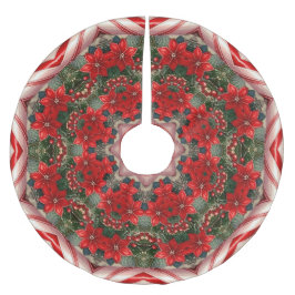 Red Floral Christmas Tree Skirt Kerstboom Rok