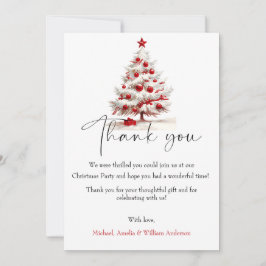 Red Floral Christmas Wreath – Elegant Holiday Bedankkaart