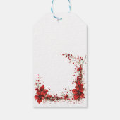 Red Floral Christmas Wreath Elegant Holiday Cadeaulabel (Achterkant)