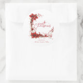 Red Floral Christmas Wreath – Elegant Holiday Ronde Sticker (Tas)