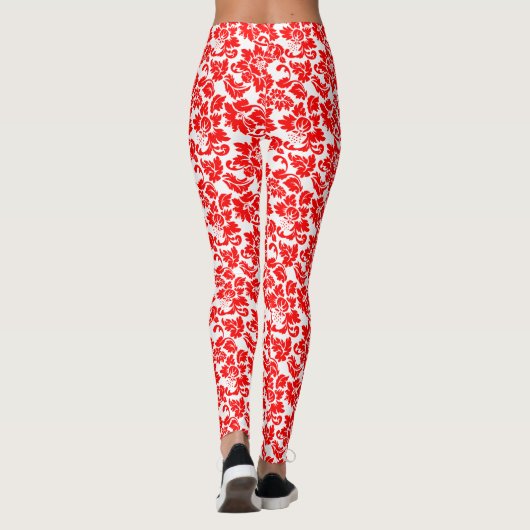 Red Floral Damask Leggings (Achterkant)