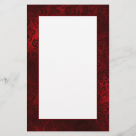 Red Floral Damask-schrijfpapier Briefpapier