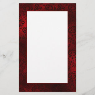 Red Floral Damask-schrijfpapier Briefpapier