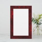 Red Floral Damask-schrijfpapier Briefpapier (Staand voorkant)