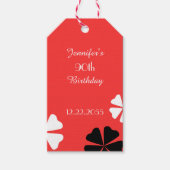 Red Floral Dank je cadeau Labels, 2 sided Cadeaulabel (Voorkant)