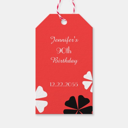 Red Floral Dank je cadeau Labels, 2 sided Cadeaulabel (Voorkant)