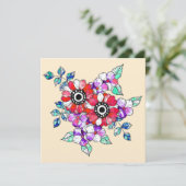 Red floral decoration bedankkaart (Staand voorkant)