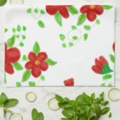 Red Floral Designer Theedoek (Gevouwen)