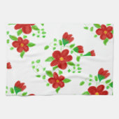 Red Floral Designer Theedoek (Horizontaal)