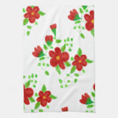 Red Floral Designer Theedoek (Verticaal)