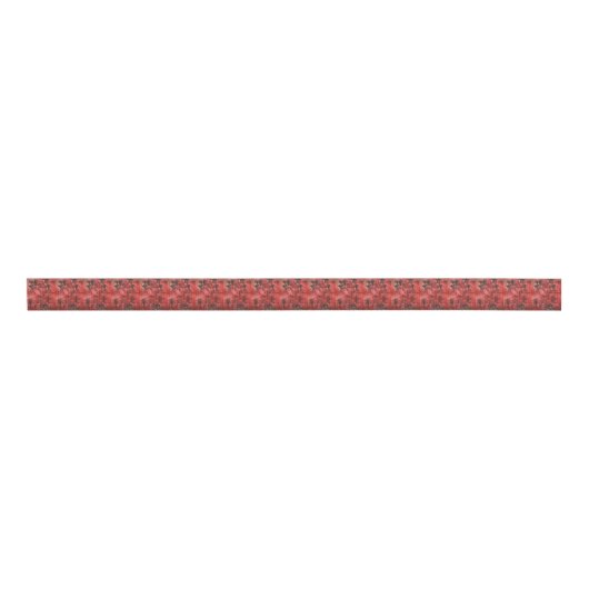 Red Floral Drum Sticks Grosgrain Lint (Voorkant)