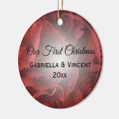 Red Floral Eerste Kerstmis Samen Keramisch Ornament (Links)