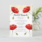 Red Floral Elegant Glitter Bridal Menu Brunch (Staand voorkant)