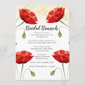 Red Floral Elegant Glitter Bridal Menu Brunch (Voorkant)