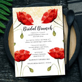 Red Floral Elegant Glitter Bridal Menu Brunch