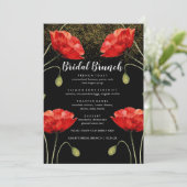 Red Floral Elegant Glitter Bridal Menu Brunch (Staand voorkant)