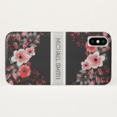 Red Floral Elegant Monogram Modern Jet Case-Mate iPhone Case (Achterkant (horizontaal))