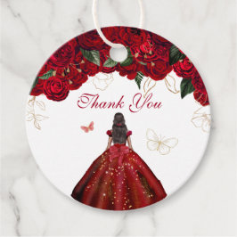 Red Floral Elegant Rozen Butterfly Hartelijk dank Bedankjes Labels