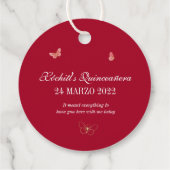 Red Floral Elegant Rozen Butterfly Hartelijk dank Bedankjes Labels (Achterkant)