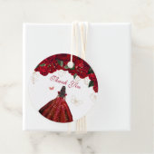 Red Floral Elegant Rozen Butterfly Hartelijk dank Bedankjes Labels (In situ)