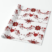 Red Floral Flourishes Cadeaupapier (Uitgerold)