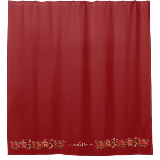 Red Floral Flowers on Bottom Shower Curtain Douchegordijn (Voorkant)